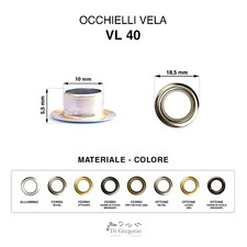 Occhielli vela VL40 in alluminio ferro ottone Ø 18,5 mm 100 pz anelli metallo 