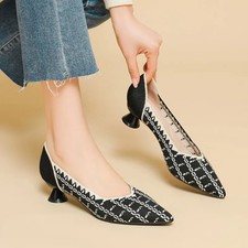 Scarpe decolte donna autunno maglia traspiranti tacco alto a punta tacco medio nuove 