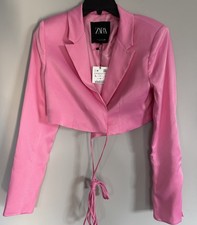 Blazer ZARA rosa raso cropped