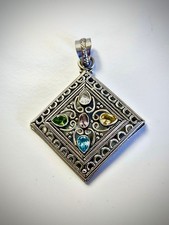 Pendente Artigianale in Argento 925 con Gemme Multicolore