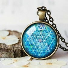 Collana Fiore della Vita Blu Ciondolo Fiore della Vita, Geometria Sacra...