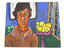 Originale DON KLOPFER Ritratto PITTURA A OLIO dell'artista MIKE COROB Fauvismo Astratto