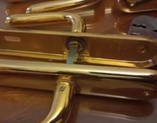 6 COPPIE MANIGLIE PLACCATE ORO LUCIDO PER PORTE INTERNE