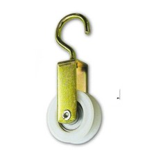 CARRUCOLA IN NYLON CON GANCIO E CUSCINETTO D. 50MM PER FILO STENDIBIANCHERIA 