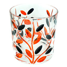 Vetro di Murano Bere Vetro Bicchiere Arancione Nero Dipinto a Mano Fiore 327ml