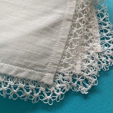 Fazzoletto vintage merletto uncinetto 29 cm cotone bianco