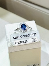 Anello In Oro Bianco 18 Kt Con Zaffiro Naturale E Diamanti Mirco Visconti