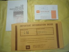 JBL L16 DECADE -  MANUALE DI ISTRUZIONI CASSA ACUSTICA - TESTO IN LINGUA INGLESE