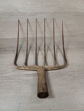 Forchetta per insilato vintage testa in metallo forgiato strumento agricolo 10 denti 13,75" larghezza fattoria