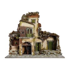 Presepe borgo pavimentato con cucina e fontana