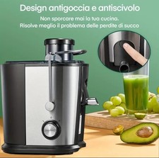CENTRIFUGA ESTRATTORE DI SUCCO PER FRUTTA E VERDURA 600w POLPA LAME ACCIAIO