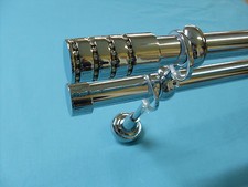 BASTONE PER DOPPIA TENDA DIAMETRO 25 MM.FINITURA ACCIAIO LUCIDO COMPLETO 