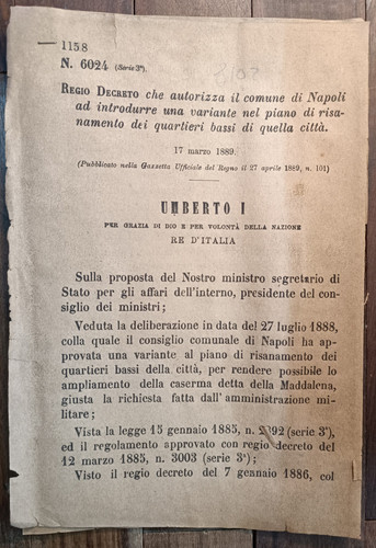 1889 napoli regio decreto - 1889,