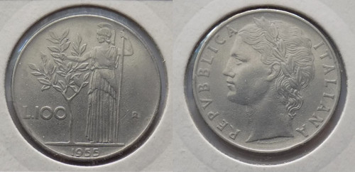 100 lire 1955 minerva 1 - 1955,