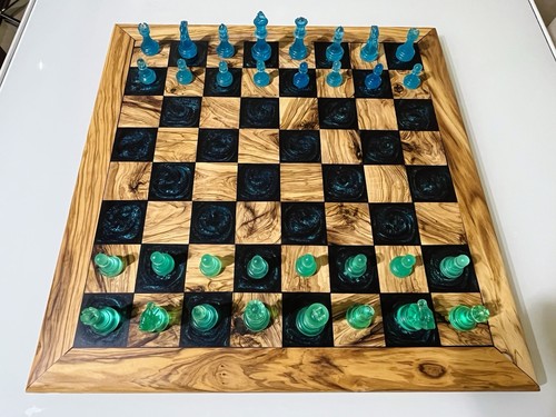 Scacchiera legno ulivo e - scacchiera, di