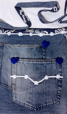 BORSA  FATTA A MANO IN JEANS CON TRACOLLA TASCHE CHIUSURA CERNIERA E DECORAZIONI