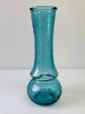 Vaso Portafiori Vetro Azzurro Firmato Bibi Vintage