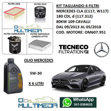 TAGLIANDO 4 FILTRI OLIO ORIGINALE 5W30 MERCEDES CLA 180 CDI 1.5 80KW 109 CAVALLI