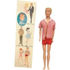 Bambola vintage 1961 Ken #750 capelli biondi dipinti con vestito originale e scatola Mattel come nuova
