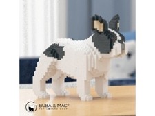 Bulldog Francese 3D In Piedi Bianco | Scultura con Mattoncini