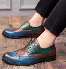 Scarpe eleganti da uomo con cuciture a colori scarpe formali intaglio punta ala Gran Bretagna moda