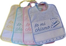 Bavaglini Baby Unisex Variante Io Mi Chiamo Pacco 6 Pezzi Inserto Tela Aida