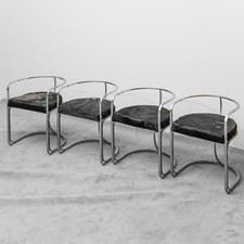 SET 4 SEDIE IN METALLO E CAVALLINO ANTONIA ASTORI PER CIDUE DESIGN ANNI 70
