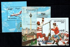 Nicaragua 1986-87 SS 100% MNH AIR, Hockey, Berlino