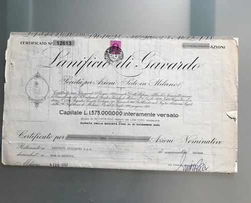 Certificato azionario - certificato,