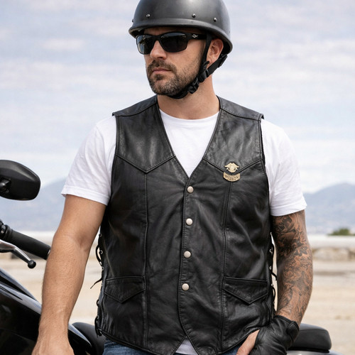 Gilet motociclista pelle - gilet,