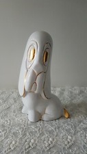 Cane in ceramica bianca dorato