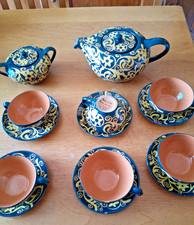 SERVIZIO DA TE   DA 4 TAZZE + ZUCCH. + TEIERA CERAMICA LA SALAMANDRA PERUGIA 