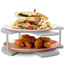 Impilatore piastra microonde standard neutro a due livelli | Vassoio pieghevole per microonde per...