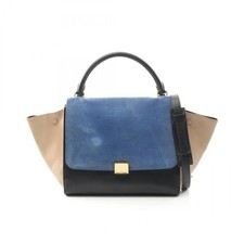 Borsa a mano CELINE trapezio media tracolla 169542 pelle scamosciata nero blu usata