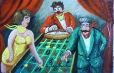 OLIO SU TELA SALVO LOMBARDO "roulette" INTROVABILE TOP QUALITY