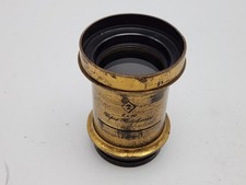 Antica lente Z 8x10 grande formato rapida rettilinea ottone con cappuccio