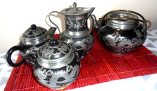 Chinese Pewter & Ceramic Tea
