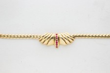 Collana Placcata Oro- collier -pendente Con Granati- Vintage 