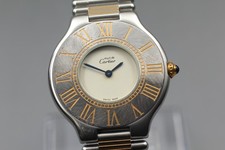 con scatola orologio unisex vintage Cartier Must 21 31 mm quadrante argento q...