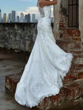 Abito da sposa a sirena bianco con dettagli argentati, come nuovo, taglia M/42 