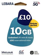 LEBARA PAYG con credito di £1 - ROAMING UE gratuito