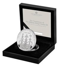 Sterlina 2023 5 Sterline INCORONAZIONE RE CARLO III MONETA ARGENTO PROOF