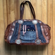 Borsa GALLIANO pelle marrone denim anni 2000 Made in Italy rara vintage autentica