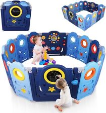 Box recinto per bambini, 14 pannelli azzurro + blu YOLEO
