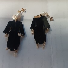 COPPIA DI ORECCHINI FORMA GEISHA CON PERLE MADE IN ITALY