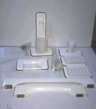 SET ACCESSORI DA BAGNO IN LEGNO- COLORE BIANCO E NERO