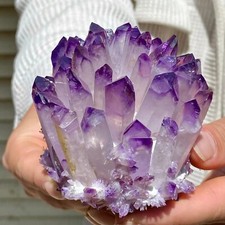 300 g + ametista fantasma viola chiaro grezza grappolo cristallo geode esemplari ornamento