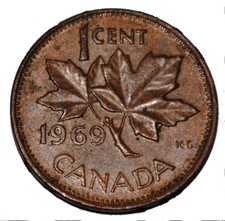 Canada 1969 cent copper one - canada,