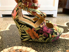 Sandali floreali Onyx doppio cinturino di chiusura, zeppa e plateau 37,5