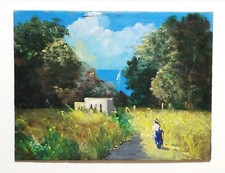 Opera Originale OLIO Su Tela FIRMATO PAESAGGIO Marina Landscape Oil Canvas